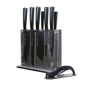 NEW Schmidt Brothers Cutlery 9pc Jet Black Series Knife Block Set with Stand